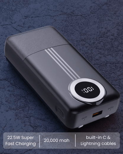 Powerbank | Built-in Type C & Lightning Cables | 20000mAh
