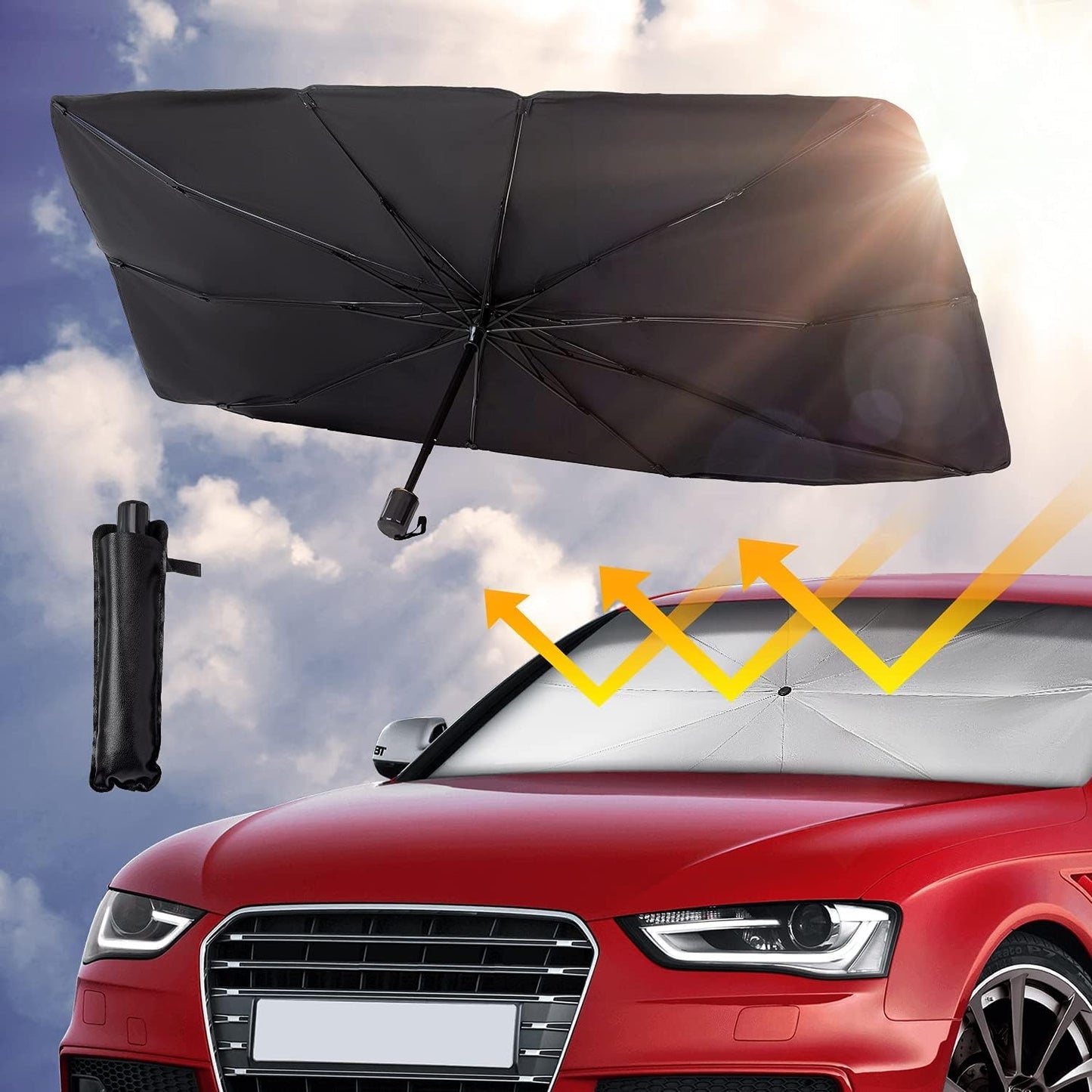 Car Windshield Sun Shade Umbrella (With Cover)